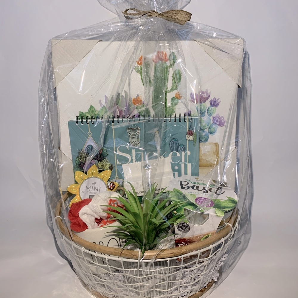 Homemade plant/succulent gift basket